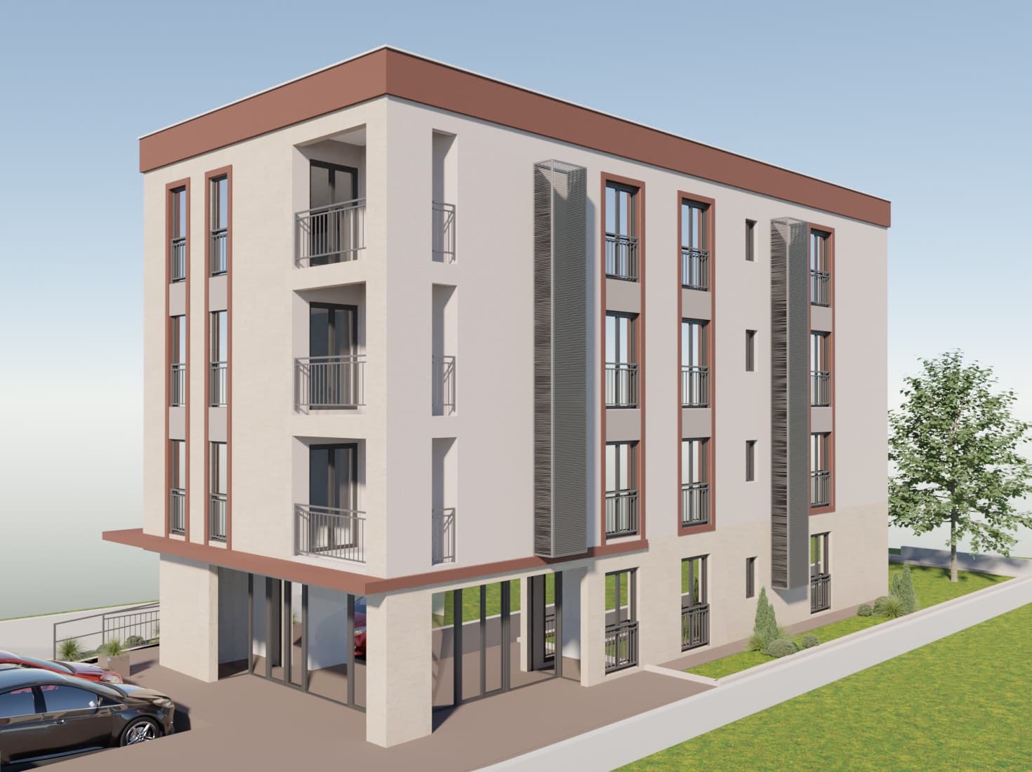 Kava Building exterior render in Tivat