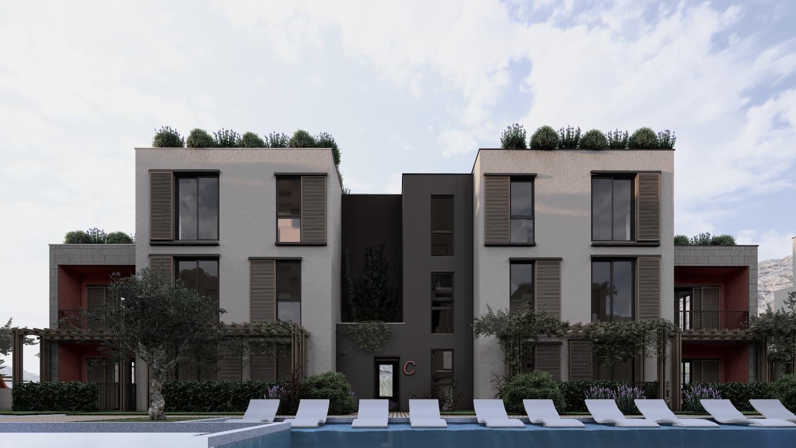 Fasada Palm City kompleksa pored bazena
