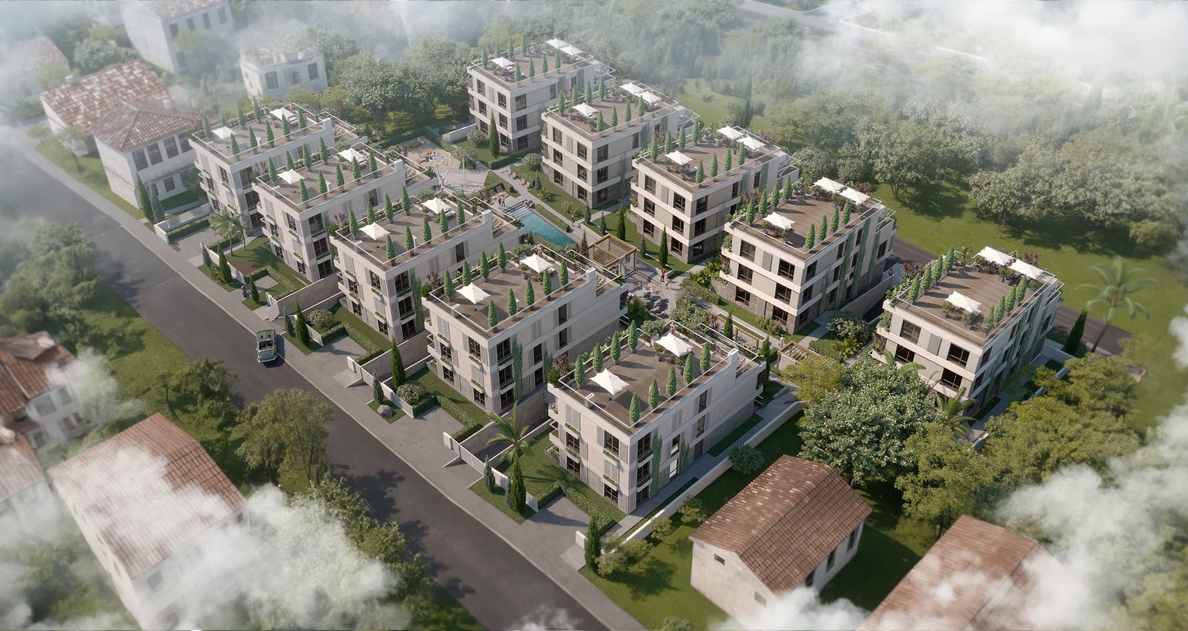 Luftaufnahme des Wohnkomplexes Boka Verde