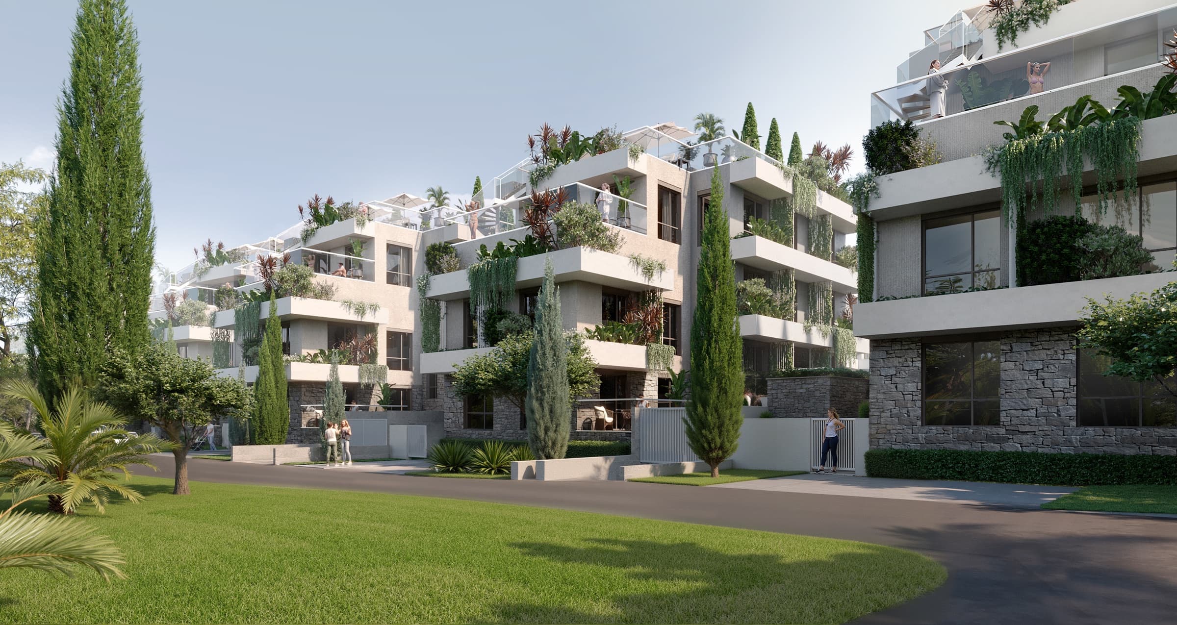 Begrünte Straße im Boka Verde